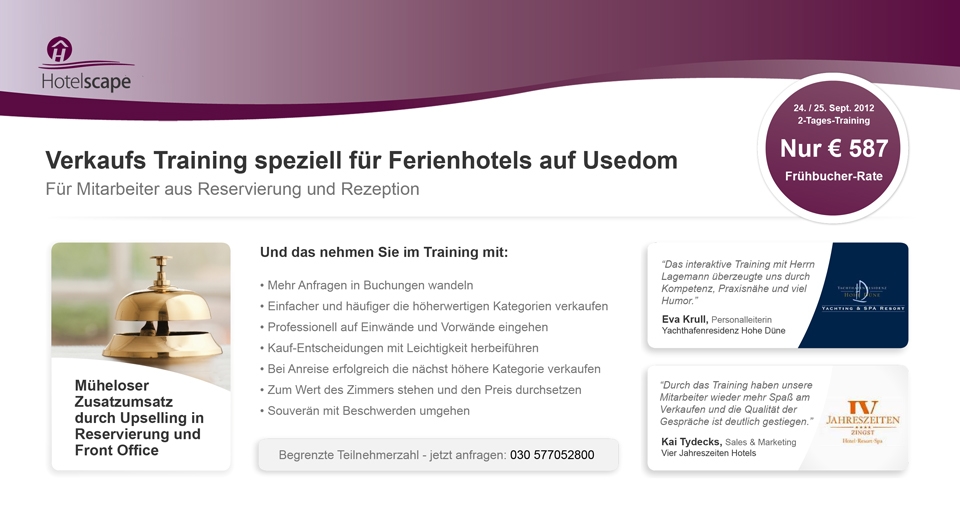 Hotel Upselling-Seminar mit Rainer Lagemann