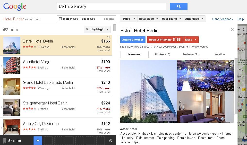 Google Hotelfinder: Start in Deutschland steht offenbar unmittelbar bevor