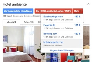 Starke Hilfe für Direktvertrieb: Google Hotelfinder in Deutschland offiziell mit Euro-Zimmerraten gestartet