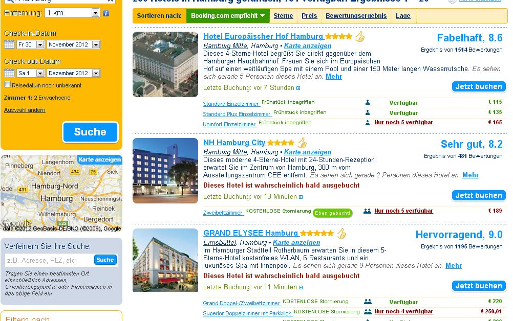 booking.com Hotelsuche HH 30.11.2012