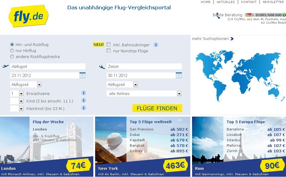 Deutsches Institut für Service-Qualität: Fly.de ist Testsieger bei einem Test der Flugportale 