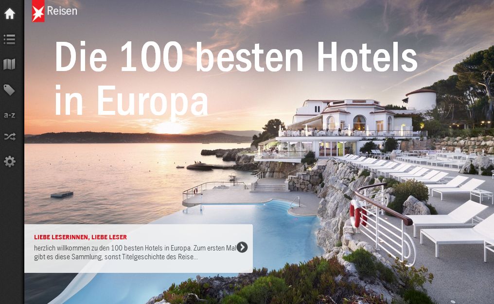 Stern-Webmagazin "100 beste Hotels in Europa"