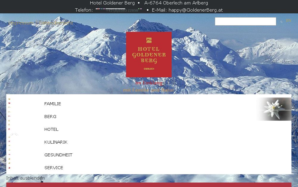 Google-optimiert durch "responsive Webdesign": Neue Website vom Hotel Goldener Berg in Lech