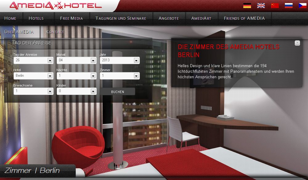 Amedia Hotel Berlin Kurfürstendamm - Screenshot Webpage