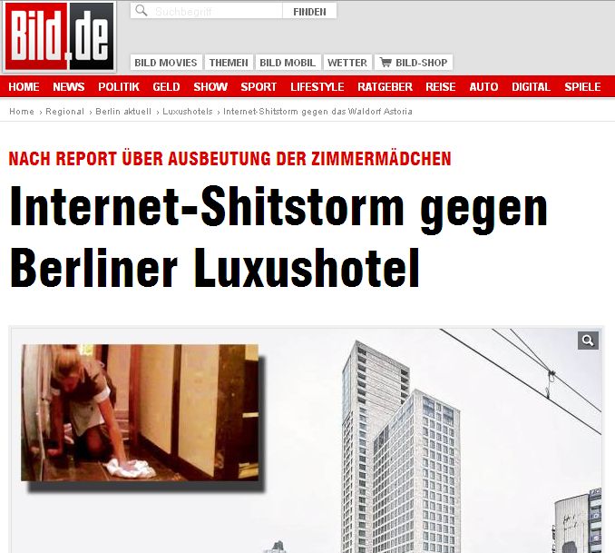 Bild: Shitstorm über Waldorf Astoria Berlin