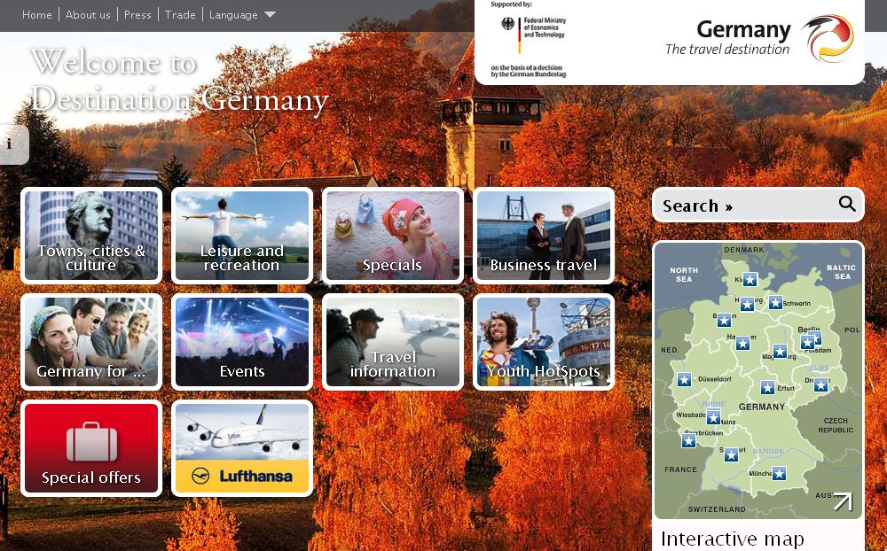 Für Tourismuswerbung im Ausland ist die Deutsche Zentrale für Tourismus (DZT) zuständig