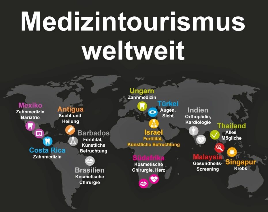 Medizintourismus Weltkarte
