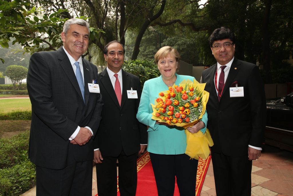 Excellence in hospitality: Here is welcoming former Deutsche Hospitality CEO Puneet Chhatwal Gemany's chancellor Dr Angela Merkel at Taj Mahal, New Delhi